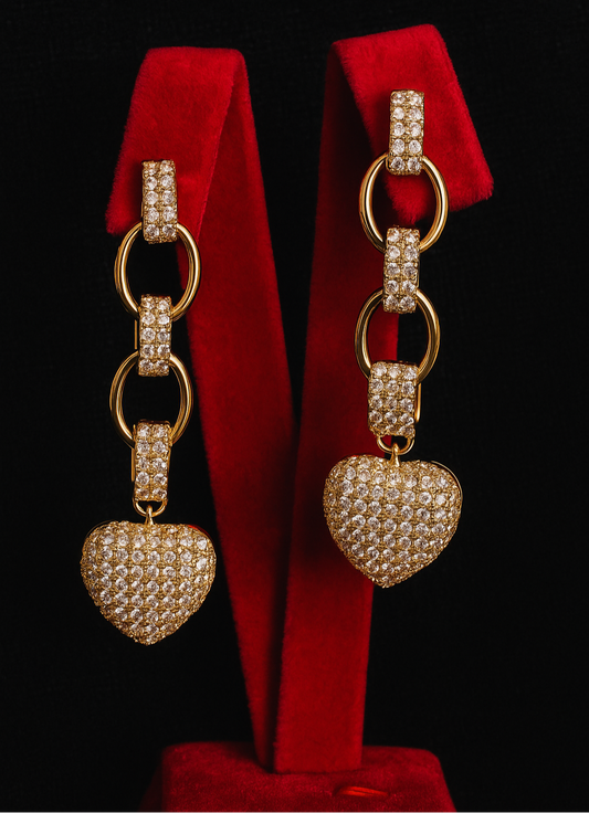 Heart Link Pavé Drop Earrings