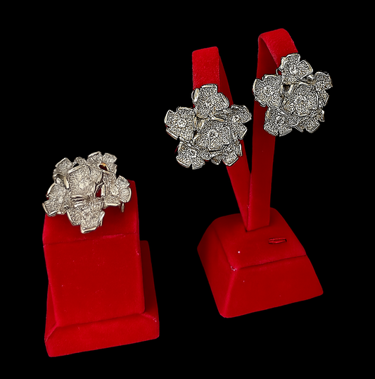 Floral Glamour Earrings & Ring Set