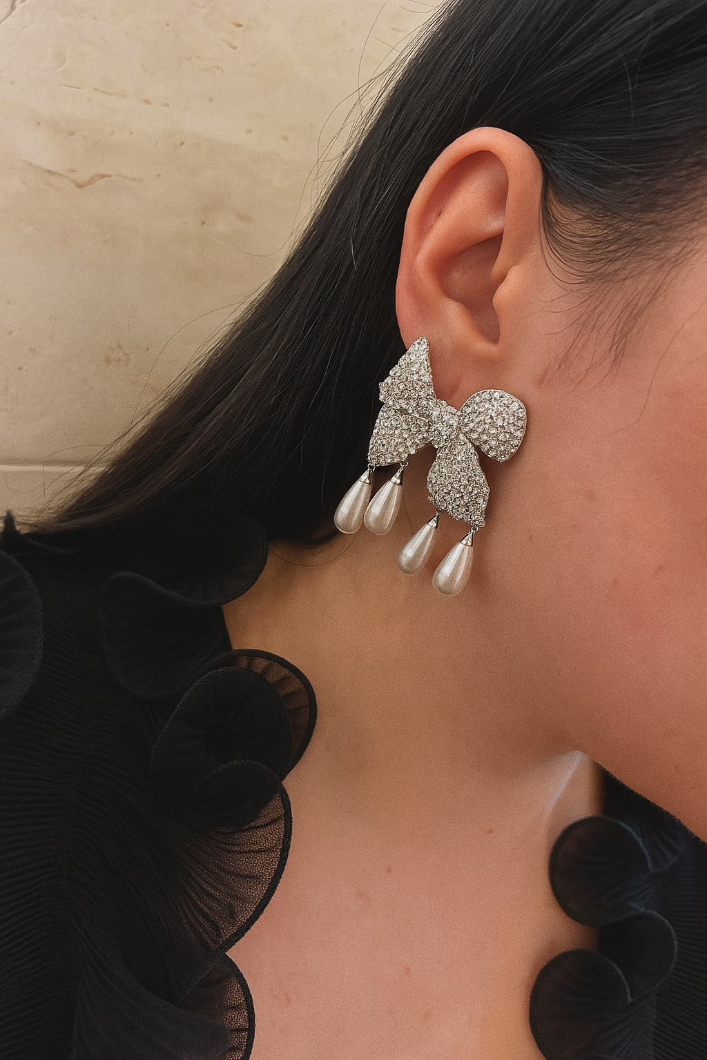 The Belle Bow Pearl Earrings